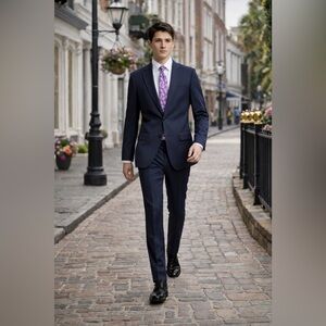 NEW! Roundtree & Yorke Purple and Blue Paisley Slim Tie